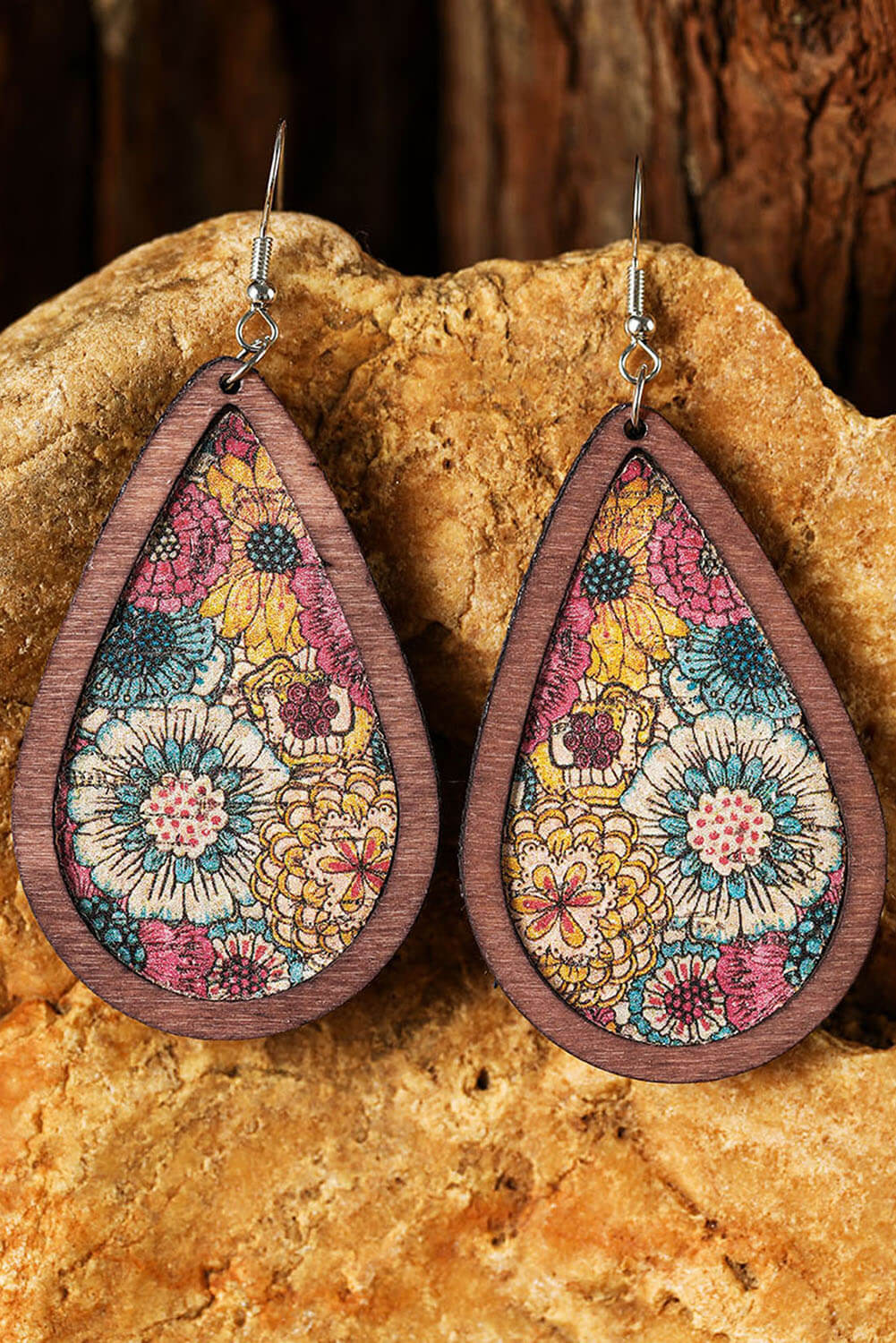 Floral Print Teardrop Earrings