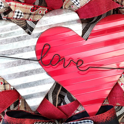 Love Mesh and Metal Sign Door Wreath