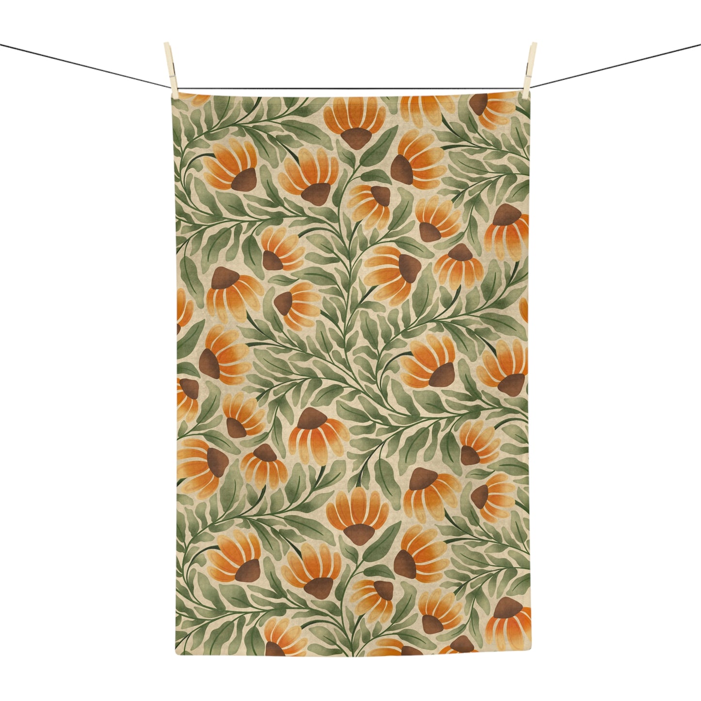 Coneflowers Tea Towel - Cream