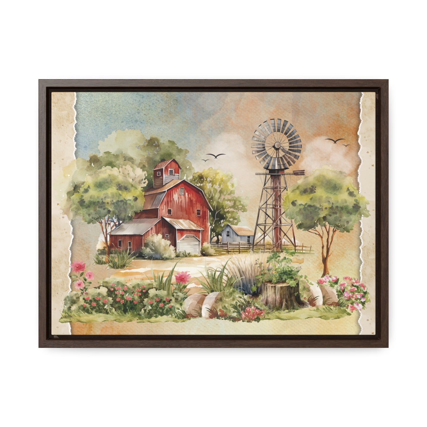 Red Barn Framed Canvas Wrap