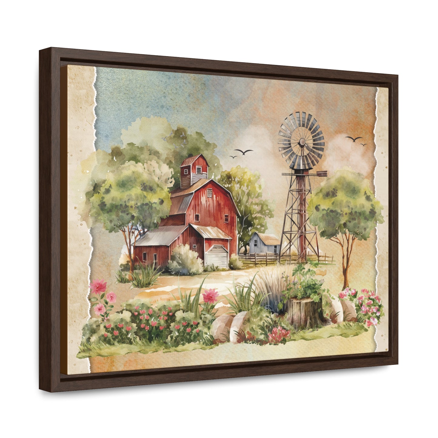 Red Barn Framed Canvas Wrap