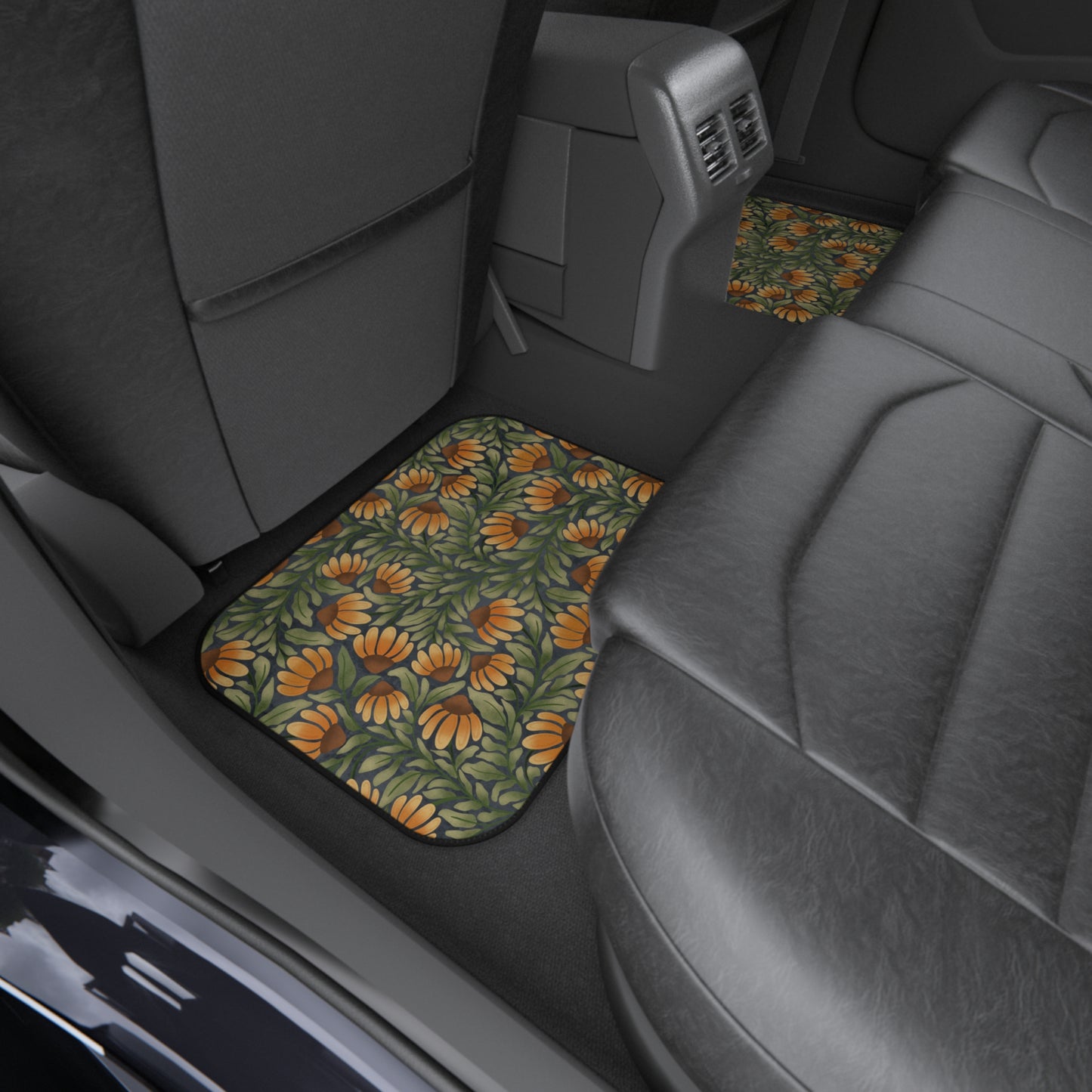 Yellow/Green Coneflower Car Mats (Set of 4)