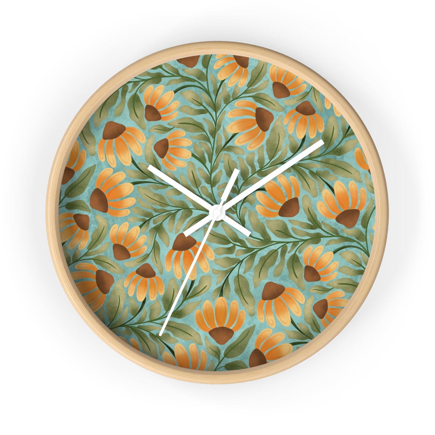 Wandering Coneflower Aqua Wall Clock