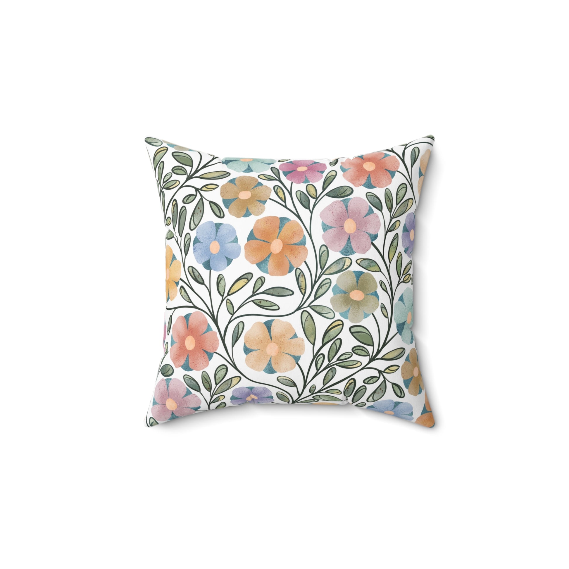 Colored Flowers Square Pillow 14"x14"