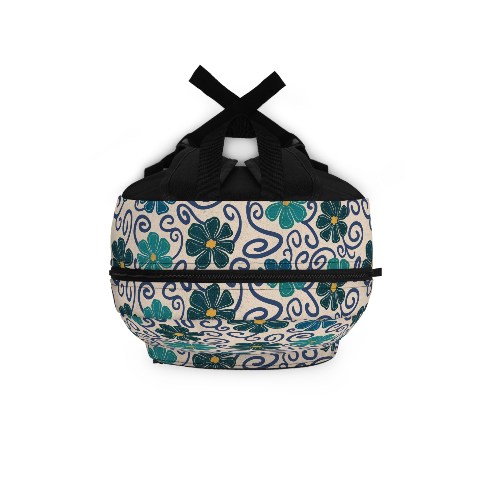 Retro Blue/Green Floral Swirls Backpack Top