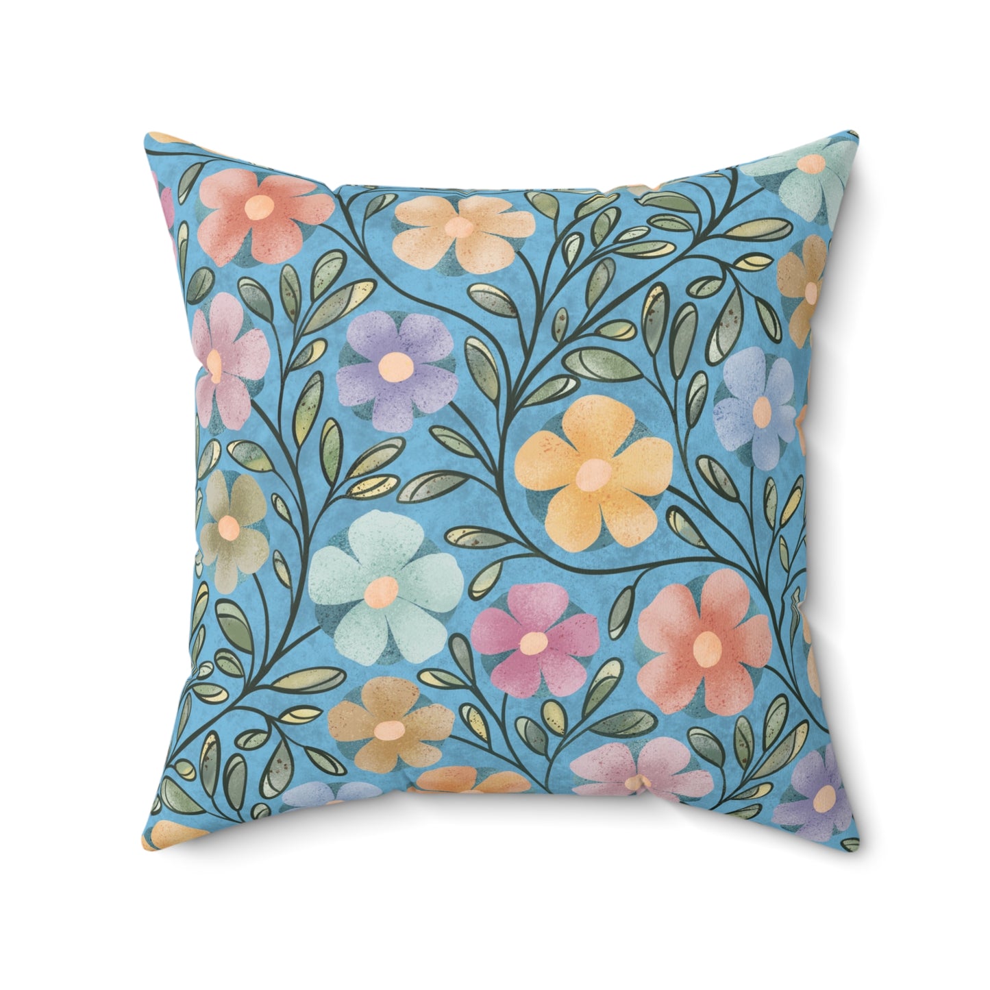 Blue Flowers Square Pillow 20"x20"