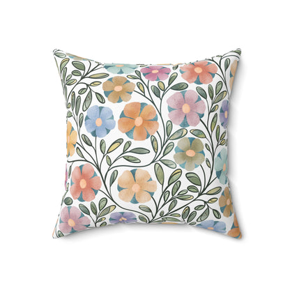 Colored Flowers Square Pillow 18"x18"