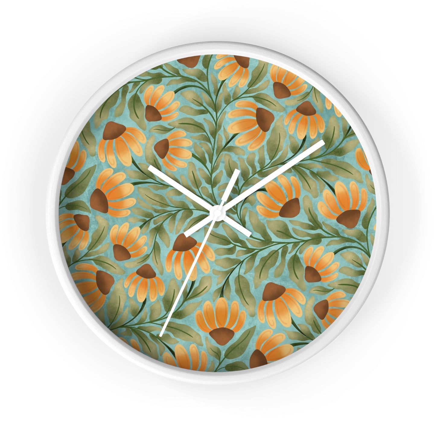 Wandering Coneflower Aqua Wall Clock