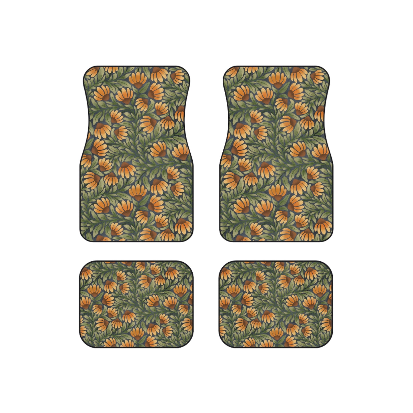 Yellow/Green Coneflower Car Mats (Set of 4)