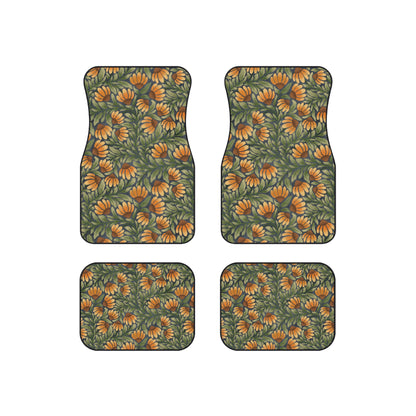 Yellow/Green Coneflower Car Mats (Set of 4)