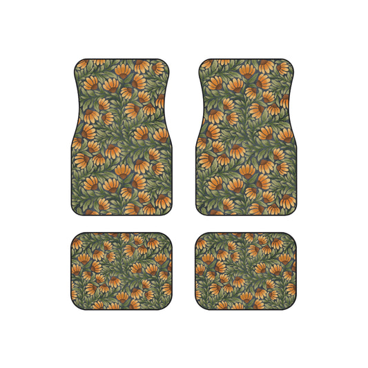 Yellow/Green Coneflower Car Mats (Set of 4)