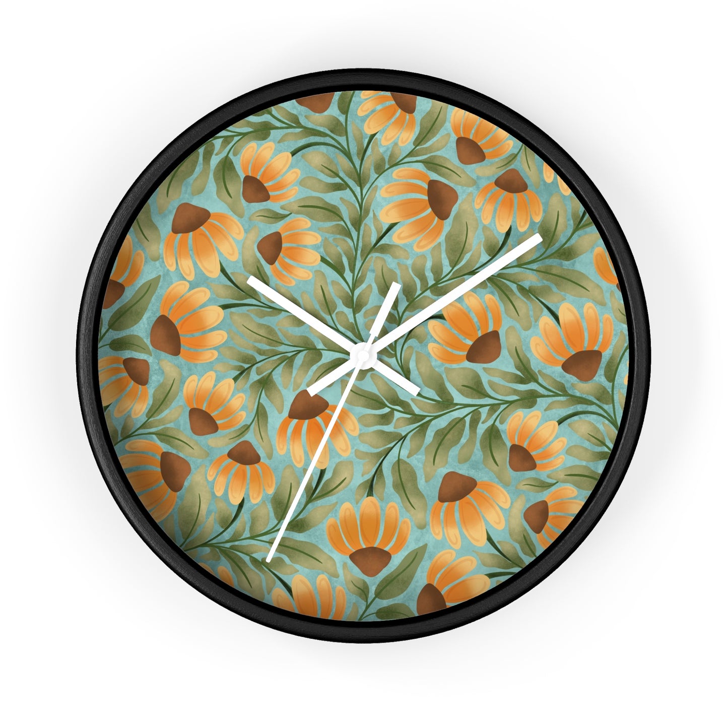 Wandering Coneflower Aqua Wall Clock