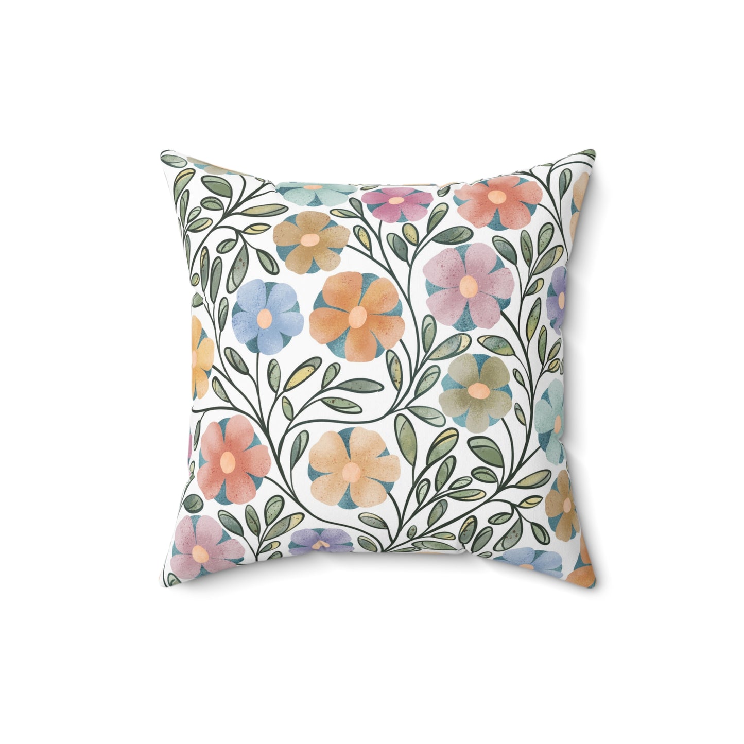 Colored Flowers Square Pillow 16"x16"