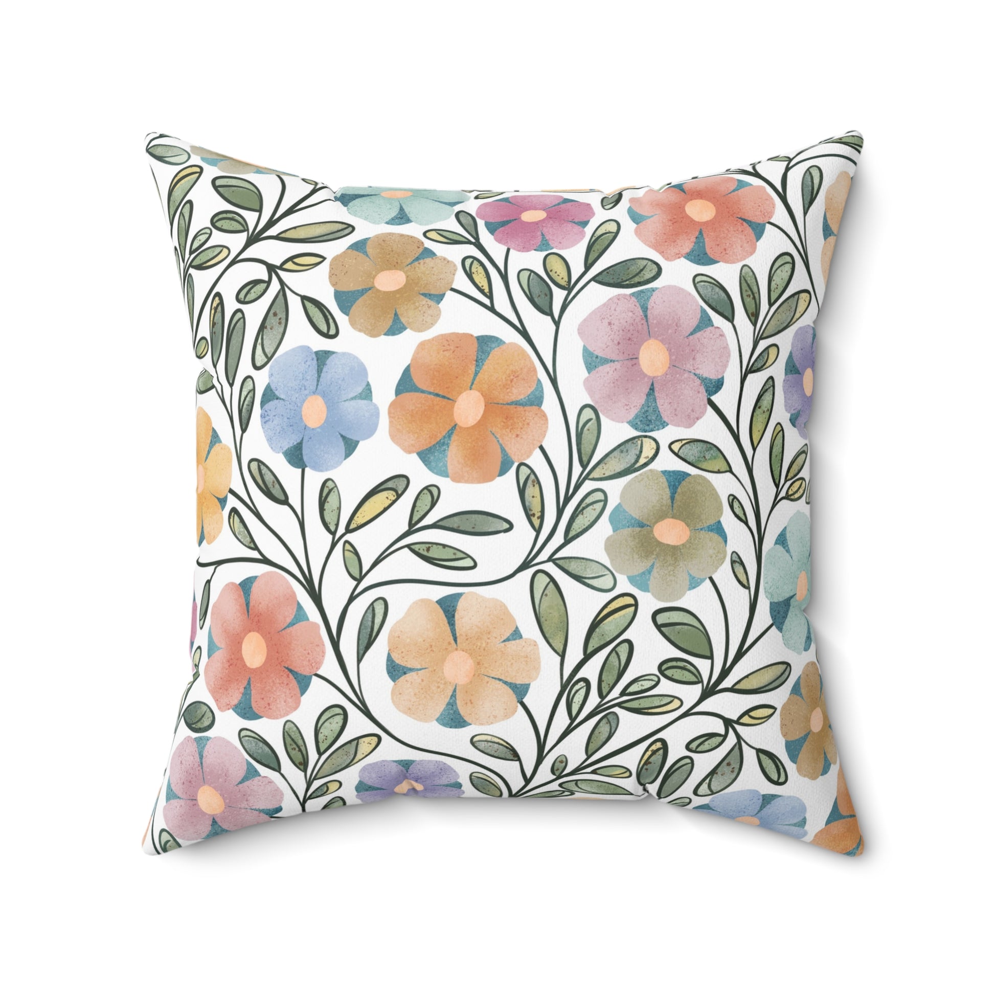 Colored Flowers Square Pillow 20"x20"