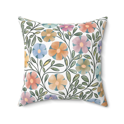 Colored Flowers Square Pillow 20"x20"