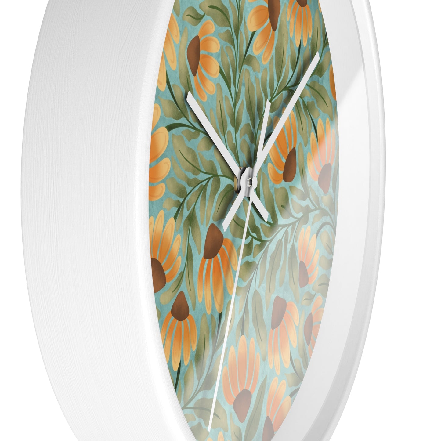 Wandering Coneflower Aqua Wall Clock