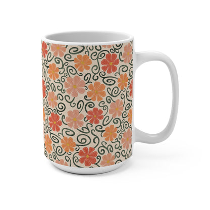 Orange Floral Swirls Mug