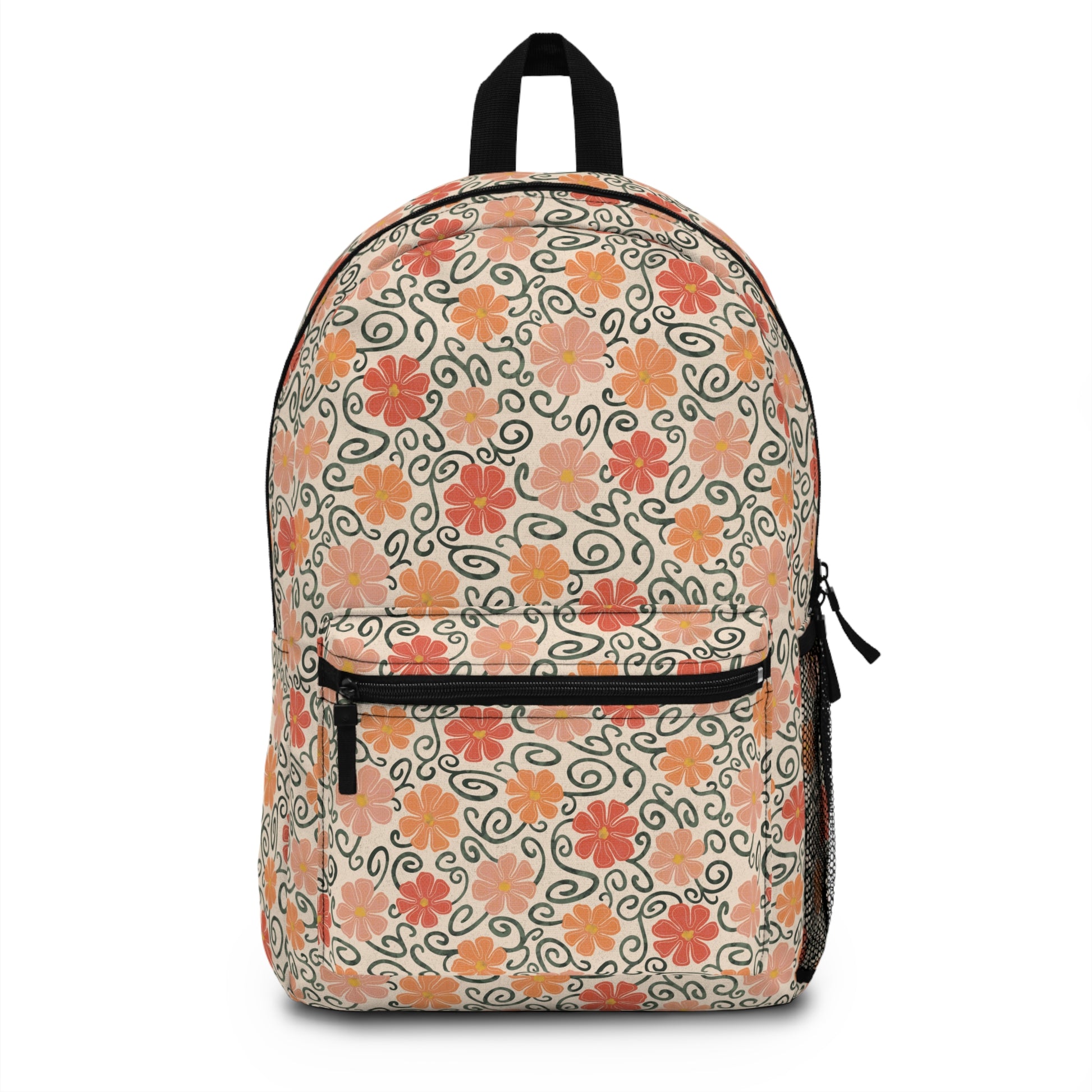 Sunshine Floral Orange/Coral Swirls Backpack