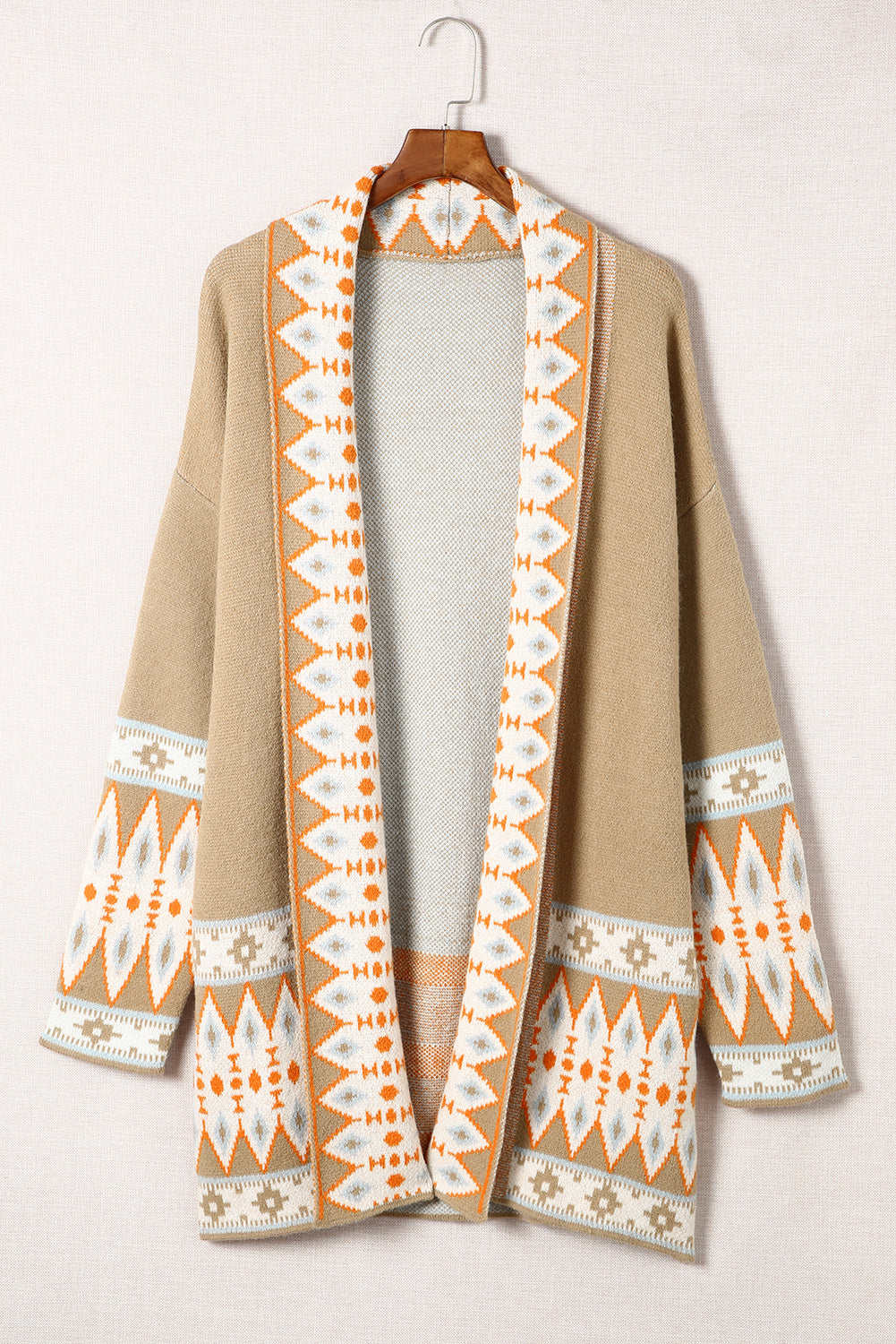 Aztec Print Knitted Long Cardigan