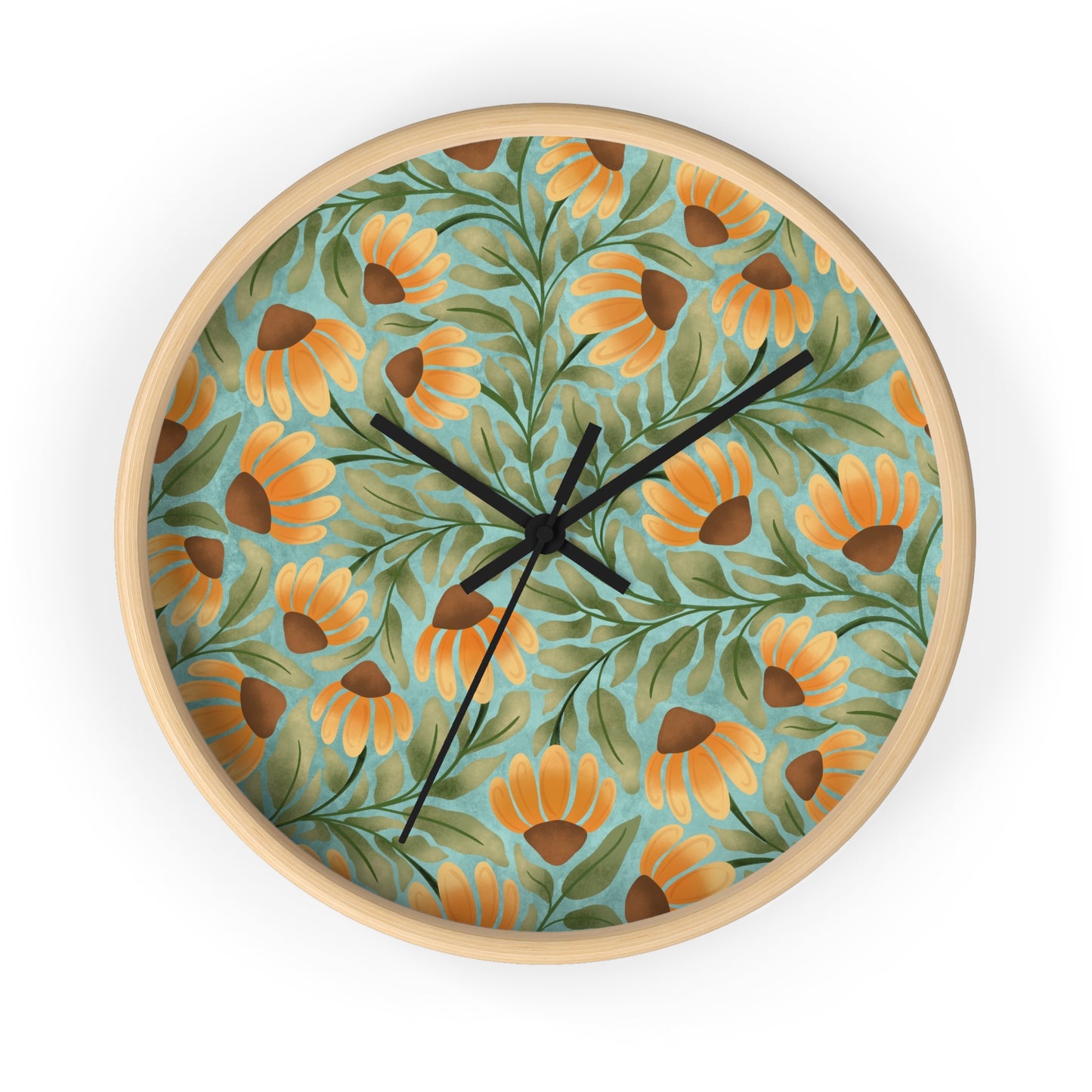 Wandering Coneflower Aqua Wall Clock