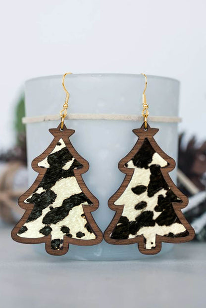 Cow Christmas Tree Dangle Earrings