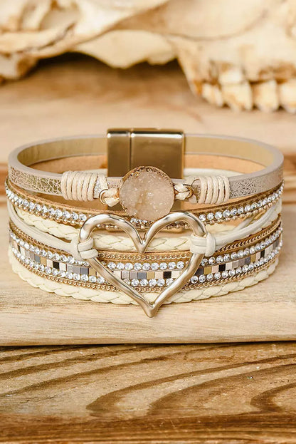 Heart Rhinestone Magnetic Buckle Bracelet