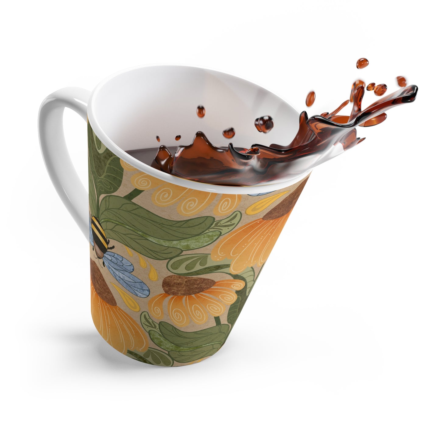 Bees and Coneflower Latte Mug