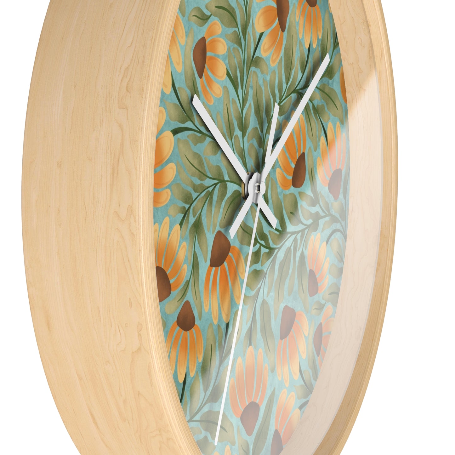 Wandering Coneflower Aqua Wall Clock