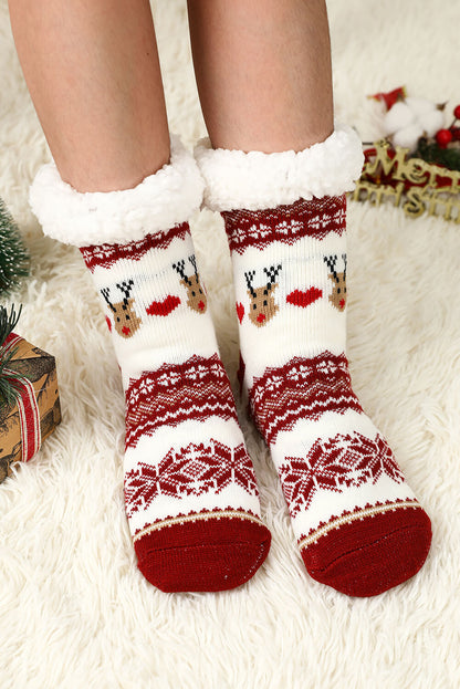 Santa Claus Christmas Red Fleece Socks