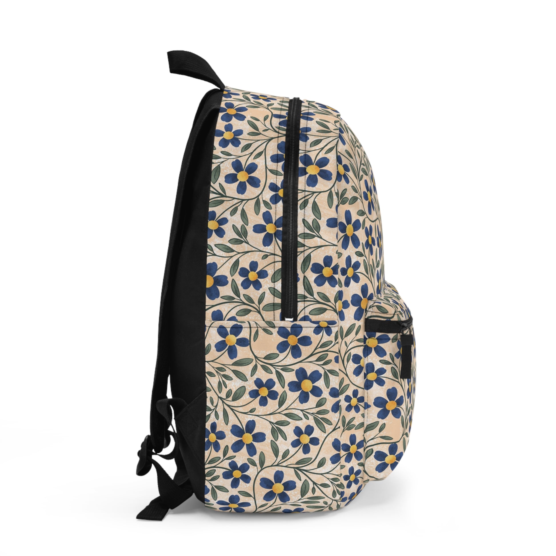 Trailing Daisy Floral Navy/Cream Backpack Sideview