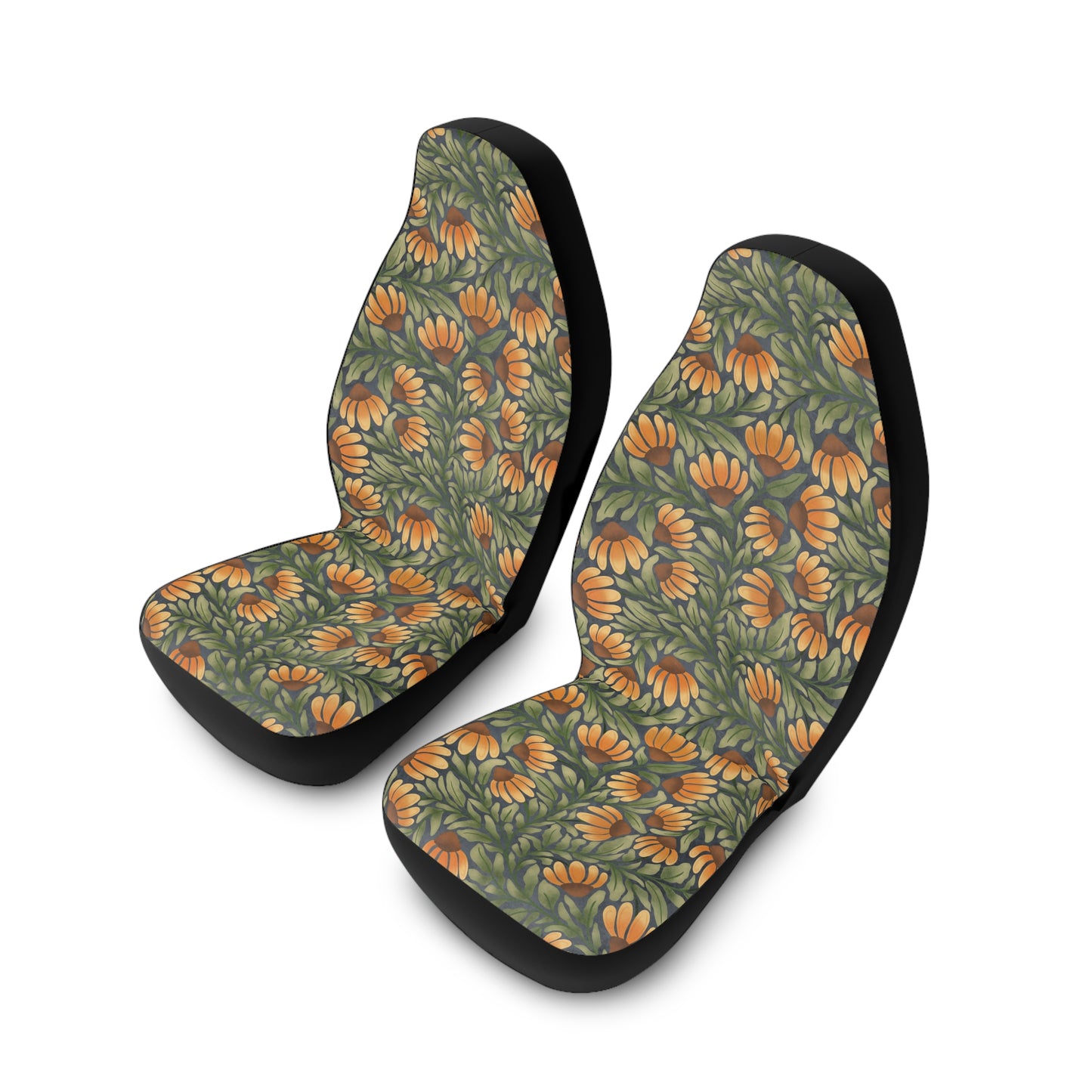 Yellow/Green Coneflower Car Seat Covers