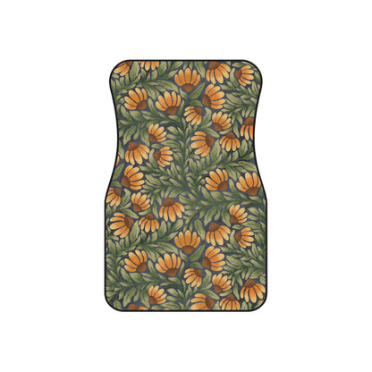 Yellow/Green Coneflower Car Mats (Set of 4)