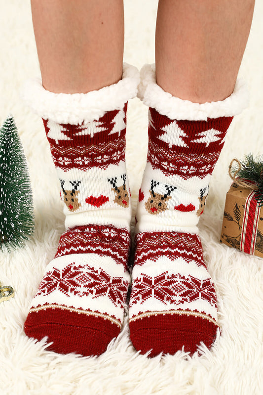 Santa Claus Christmas Red Fleece Socks