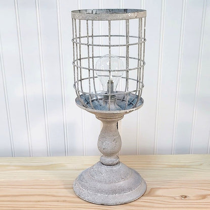 Aged Pedestal Basket LED Light