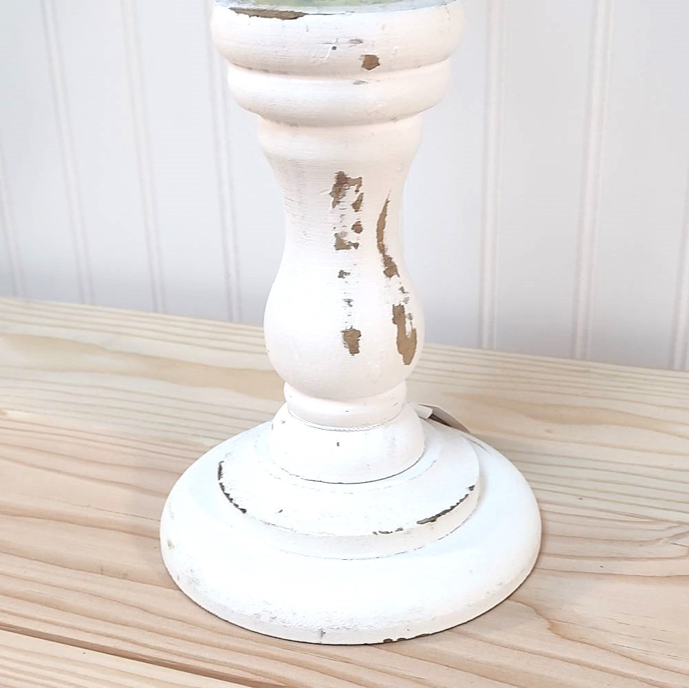 Tall White Wood & Glass Vase