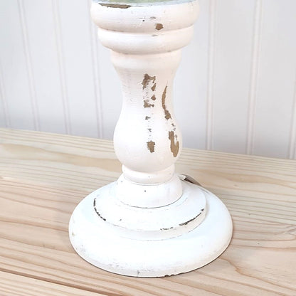 Tall White Wood & Glass Vase