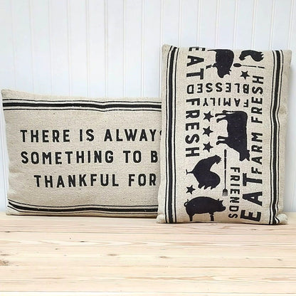 Thankful For Double Sided Farmhouse Pillow