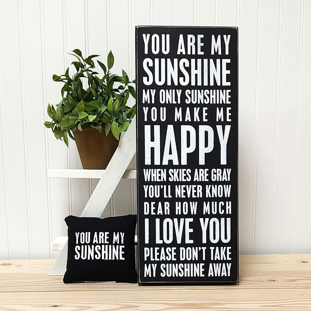 You Are My Sunshine Black Mini Pillow