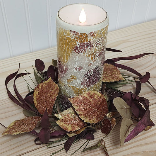 Fall Mosaic 8" LED Candle