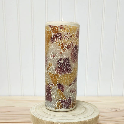 Fall Mosaic 8" LED Candle