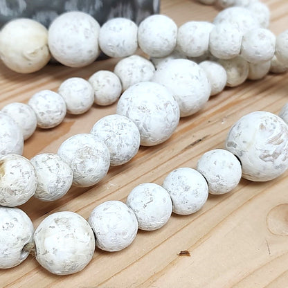 Whitewash Beaded Wood Garland 90"