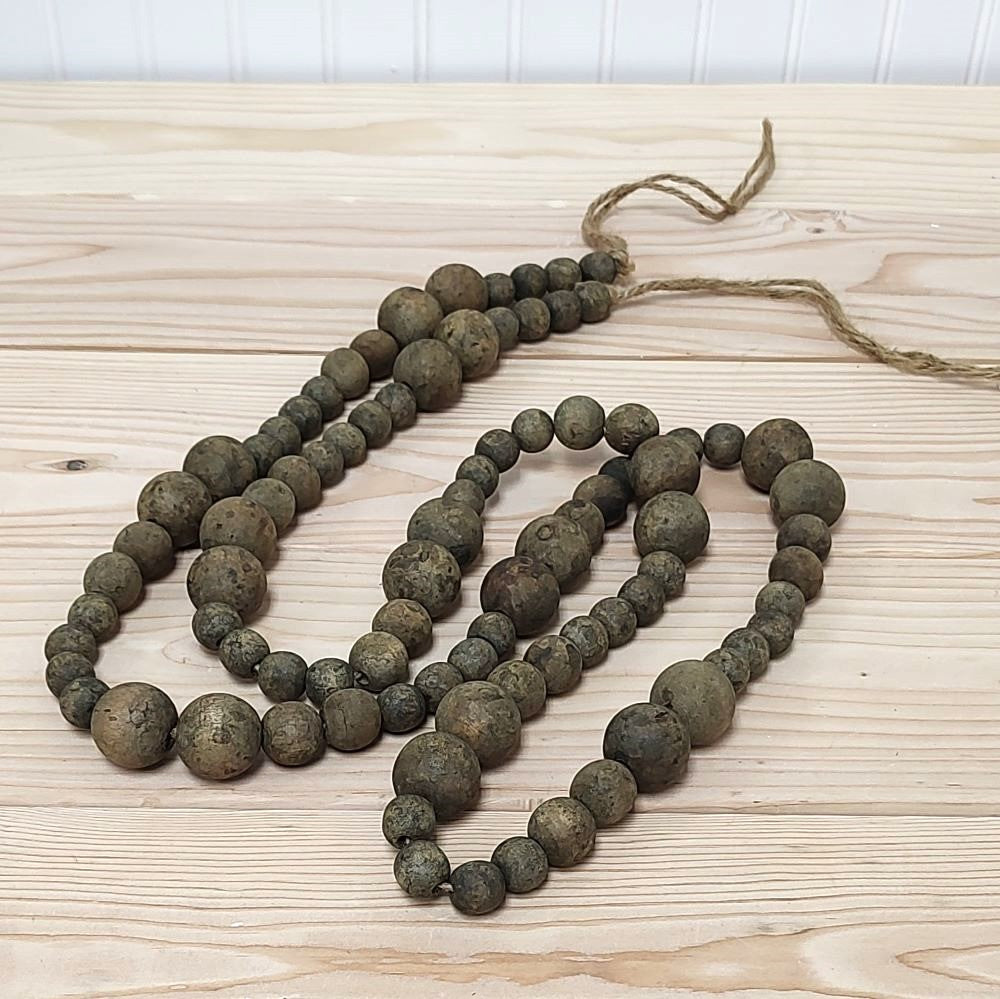 Natural Beaded Wood Garland 90"