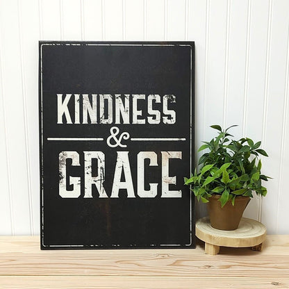 Kindness and Grace Distressed Wall Sign