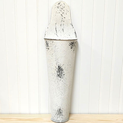 Distressed Cream Metal Wall Vase SM