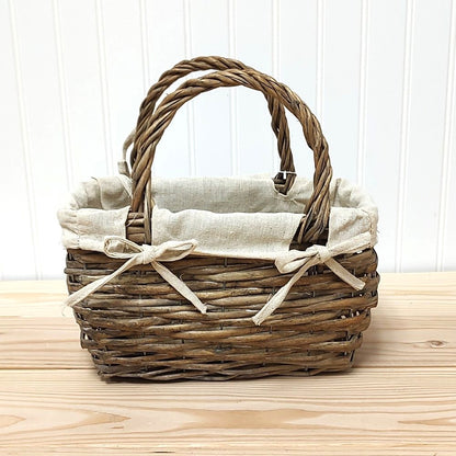 Double Handled Lined Wicker Basket LG