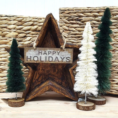 Rustic Happy Holidays Metal Ornament