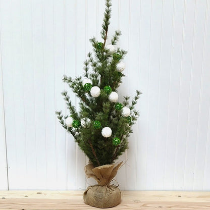 Pine Tree with Rustic Burlap Base 3'