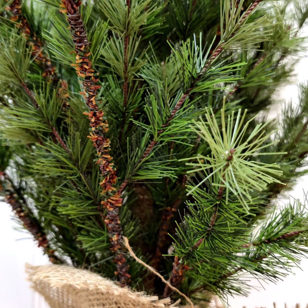 Pine Tree with Rustic Burlap Base 3'