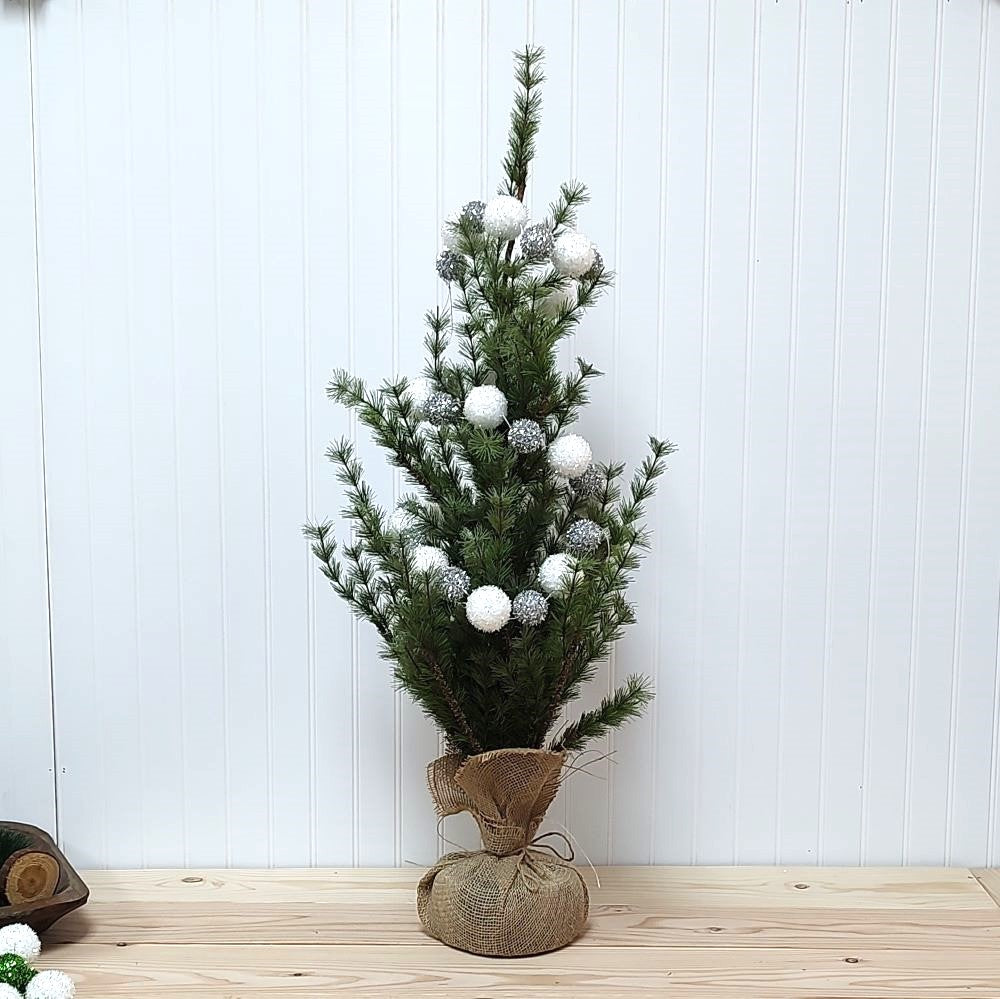 Silver and White Snowball Garland