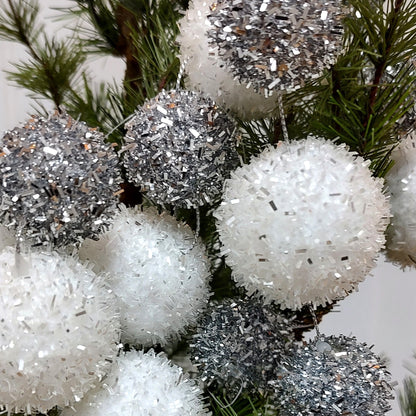 Silver and White Snowball Garland